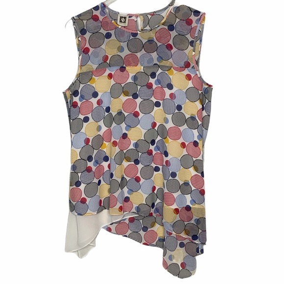 ANNE KLEIN Blouse High low Colorful Layered - Picture 1 of 5